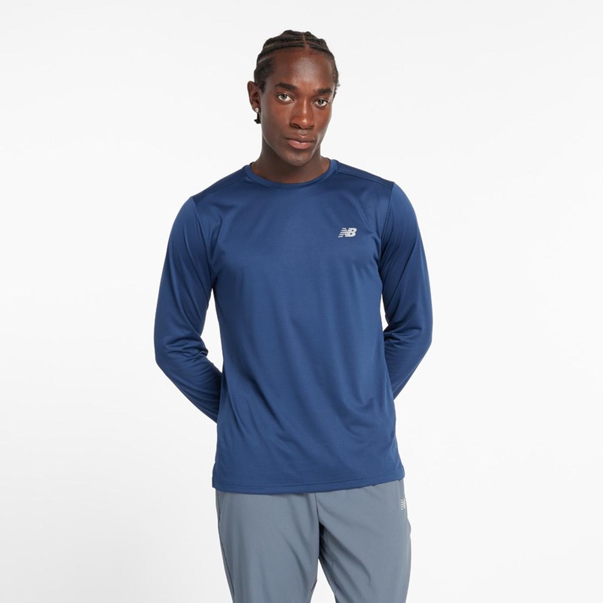 POLERA MANGA LARGA RUNNING HOMBRE NEW BALANCE AZUL - 4