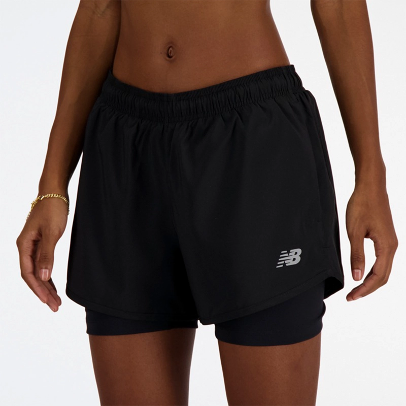 SHORT RUNNING MUJER NEW BALANCE SPORT ESSENTIALS 2EN 1 NEGRO - 4
