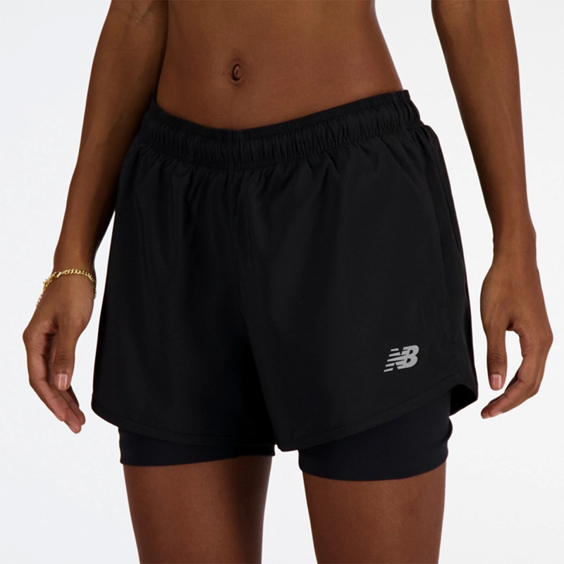 SHORT RUNNING MUJER NEW BALANCE SPORT ESSENTIALS 2EN 1 NEGRO - 4