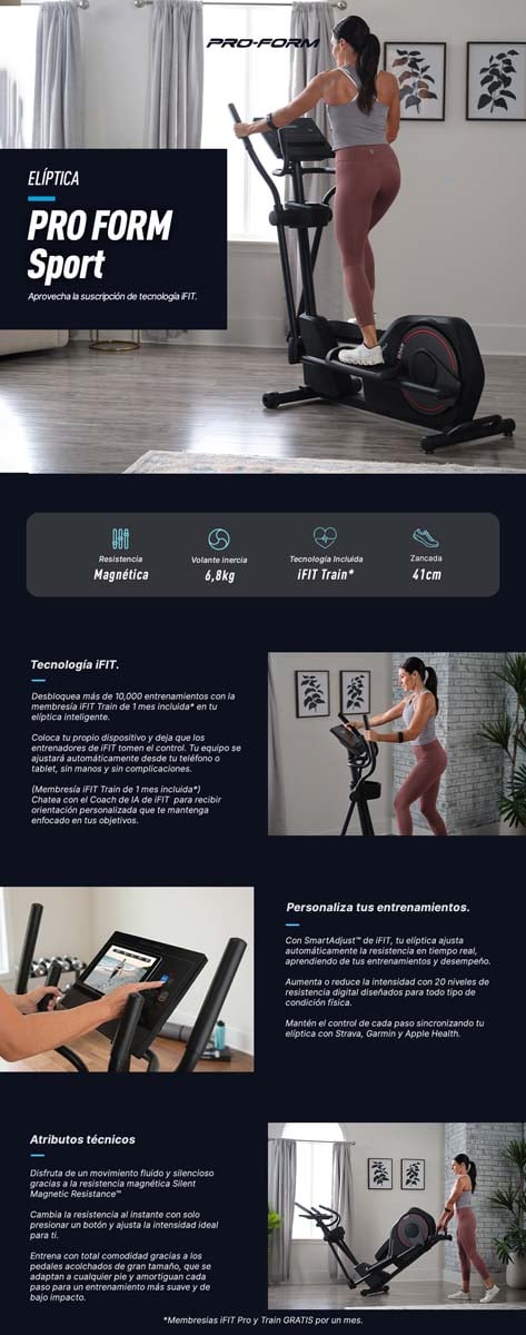 ELIPTICA PRO FORM SPORT NEGRO - 5
