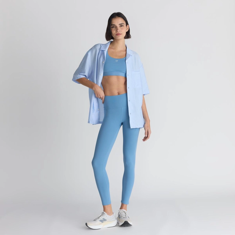 CALZAS MUJER NEW BALANCE HARMONY POCKET HIGH RISE CELESTE - 5