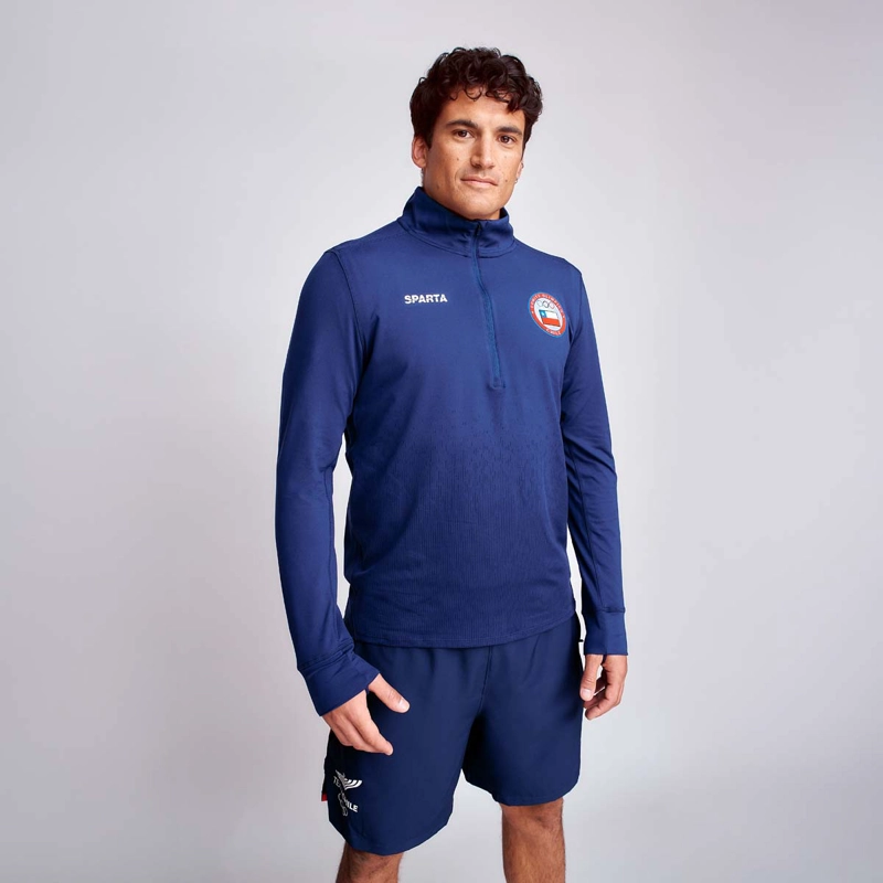 POLERON ENTRENAMIENTO HOMBRE SPARTA TEAM CHILE QUARTER ZIP Azul L