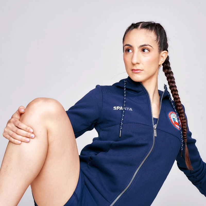 POLERON ENTRENAMIENTO MUJER SPARTA TEAM CHILE FULL ZIP AZUL - 4