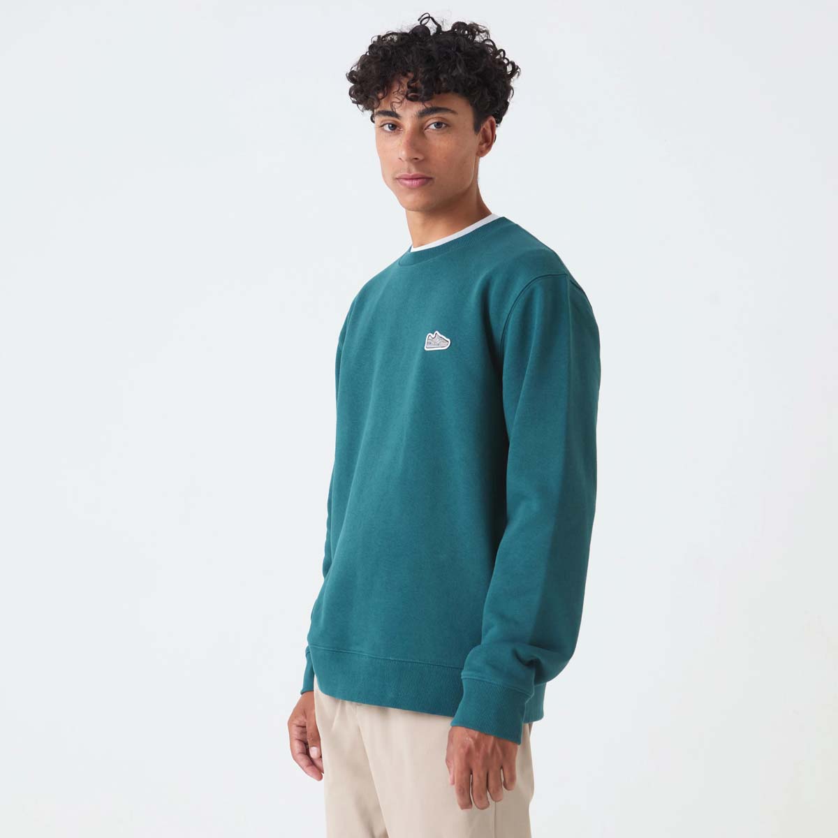POLERON HOMBRE NEW BALANCE SPORT ESSENTIALS FLECE CREW VERDE - 3