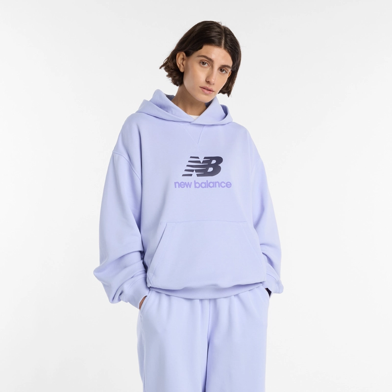 POLERON LIFESTYLE MUJER NEW BALANCE FLEECE HOODIE CELESTE - 1