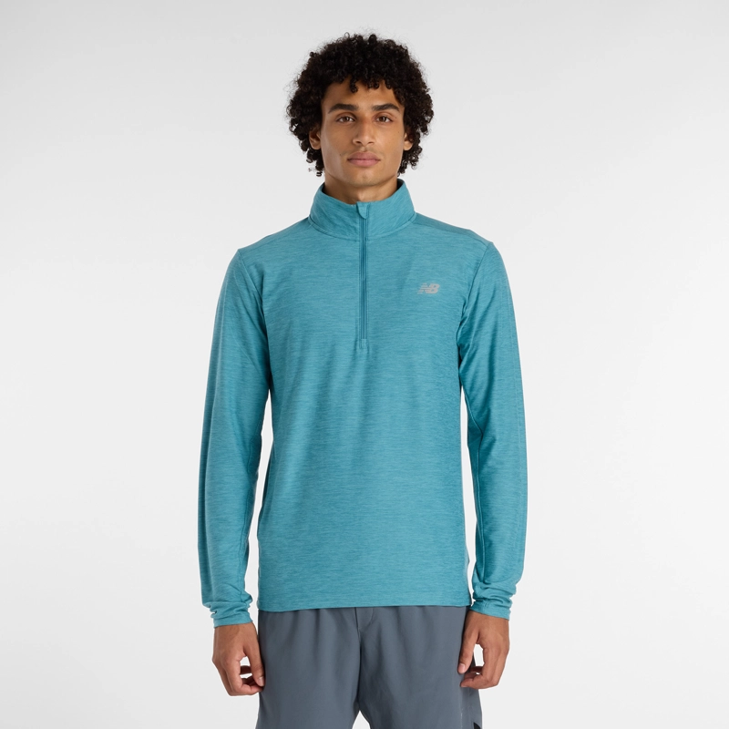 POLERON RUNNING HOMBRE NEW BALANCE SPACE DYE 1/4 ZIP VERDE - 1