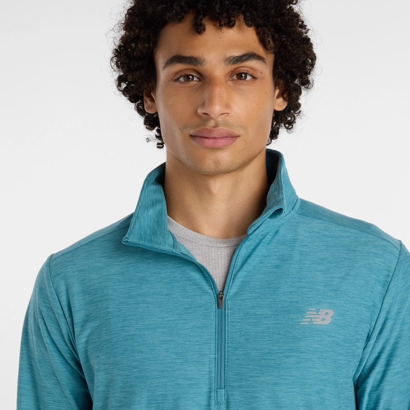 POLERON RUNNING HOMBRE NEW BALANCE SPACE DYE 1/4 ZIP VERDE - 2