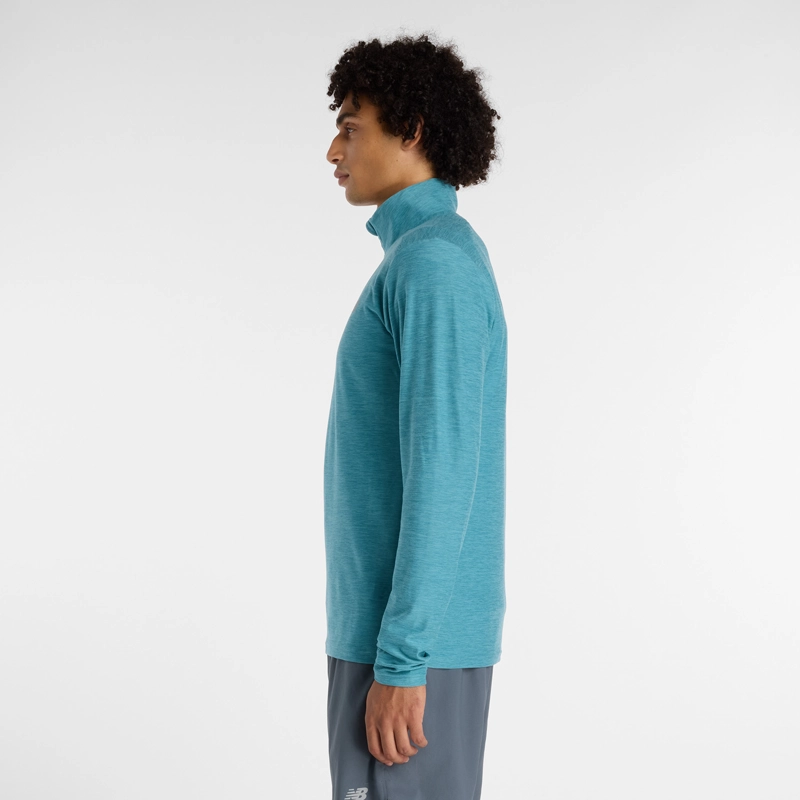 POLERON RUNNING HOMBRE NEW BALANCE SPACE DYE 1/4 ZIP VERDE - 4