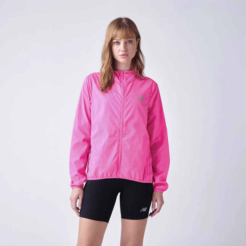 CORTAVIENTOS RUNNING MUJER NEW BALANCE HOODED ROSADA - 1