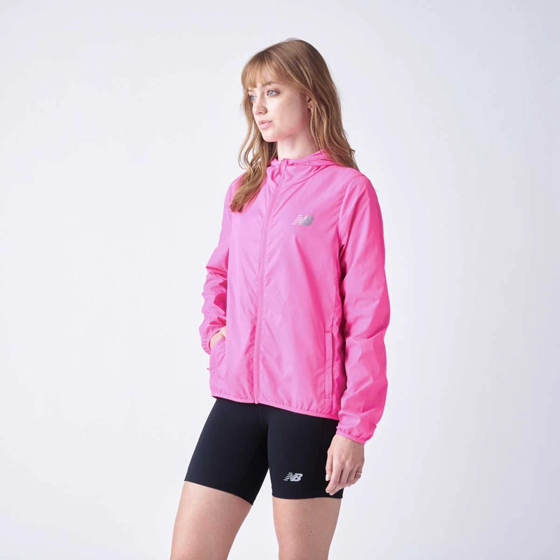 CORTAVIENTOS RUNNING MUJER NEW BALANCE HOODED ROSADA - 3