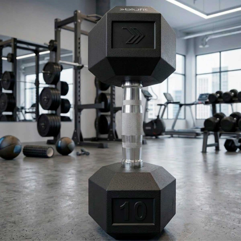 MANCUERNA HEXAGONAL ENTRENAMIENTO BLU FIT 10 KG NEGRO - 3