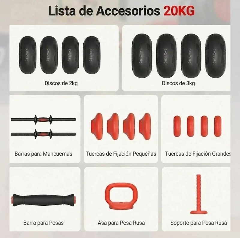 SET MANCUERNAS BLU FIT 3 EN 1 SOFT DUMBBELL 20 KG - 4