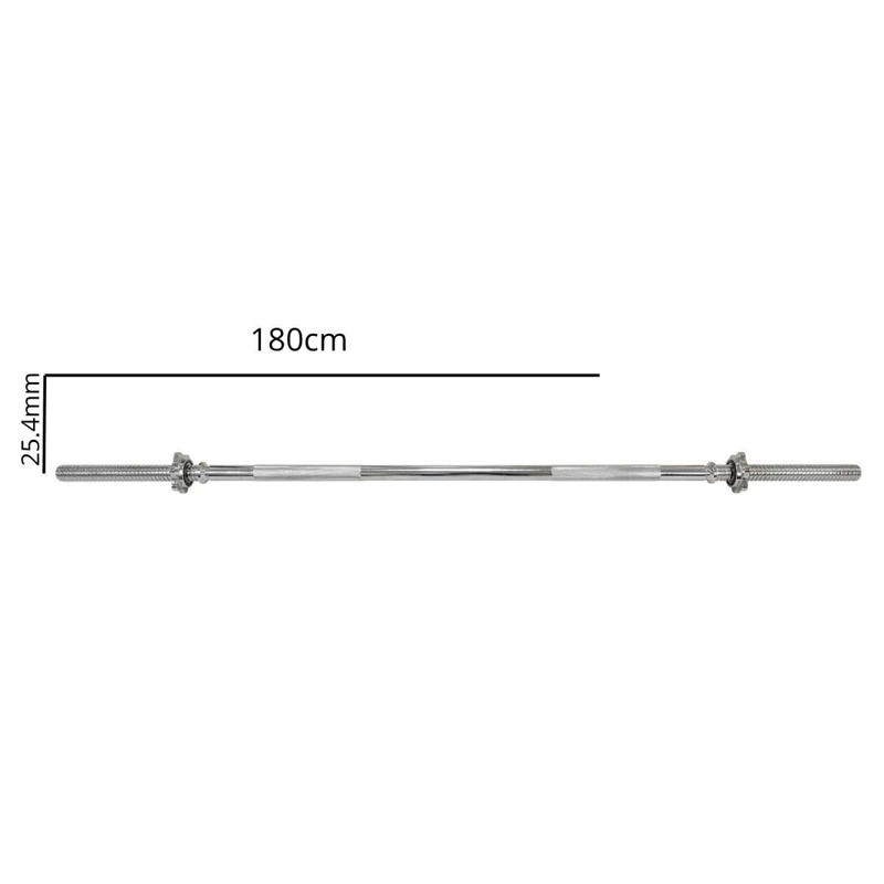 BARRA RECTA LARGA BLU FIT ACERO CROMADO COLLARES ROSCA 180CM - 3