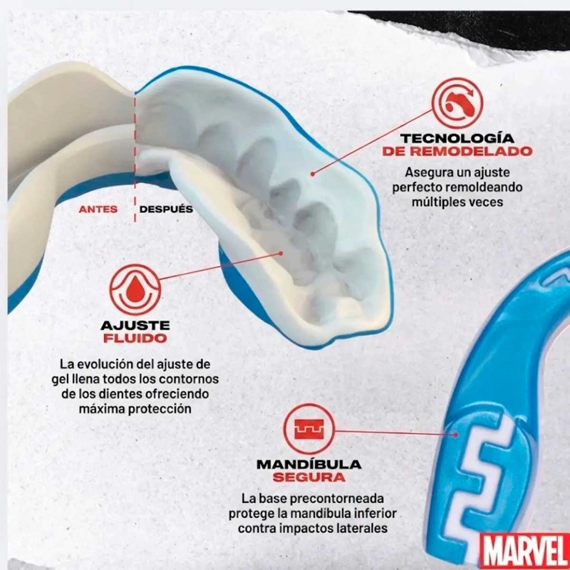 PROTECTOR BUCAL ADULTO SAFEJAWZ CAPITAN AME RICA MARVEL AZUL - 3