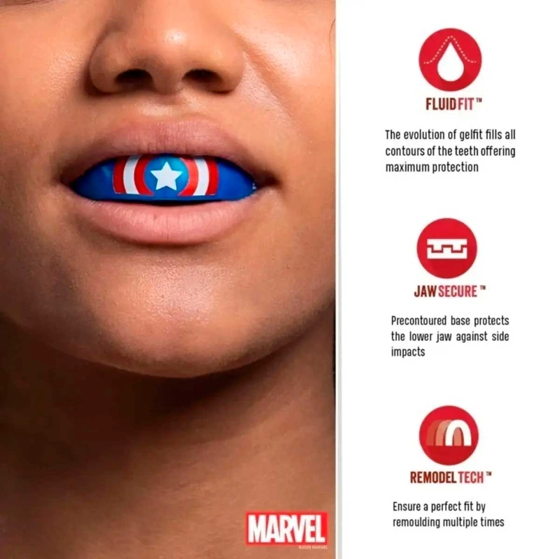 PROTECTOR BUCAL NIÑOS SAFEJAWZ CAPITAN AME RICA MARVEL AZUL - 4