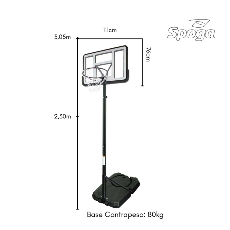 ARO BASQUETBOL AJUSTABLE SPOGA WALL MOUNT BACKBOARD ARO 40CM - 4