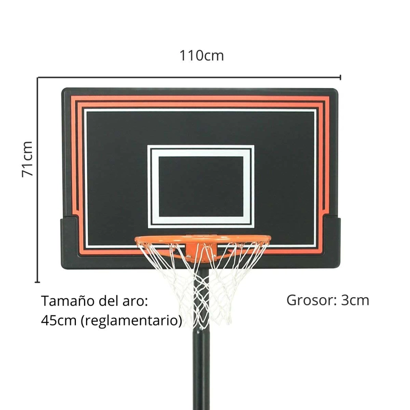 ARO BASQUETBOL AJUSTABLE SPOGA WALL MOUNT BACKBOARD ARO 45CM - 3
