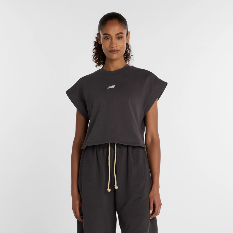 POLERA LIFESTYLE MUJER NEW BALANCE FLEECE T-SHIRT NEGRA - 1