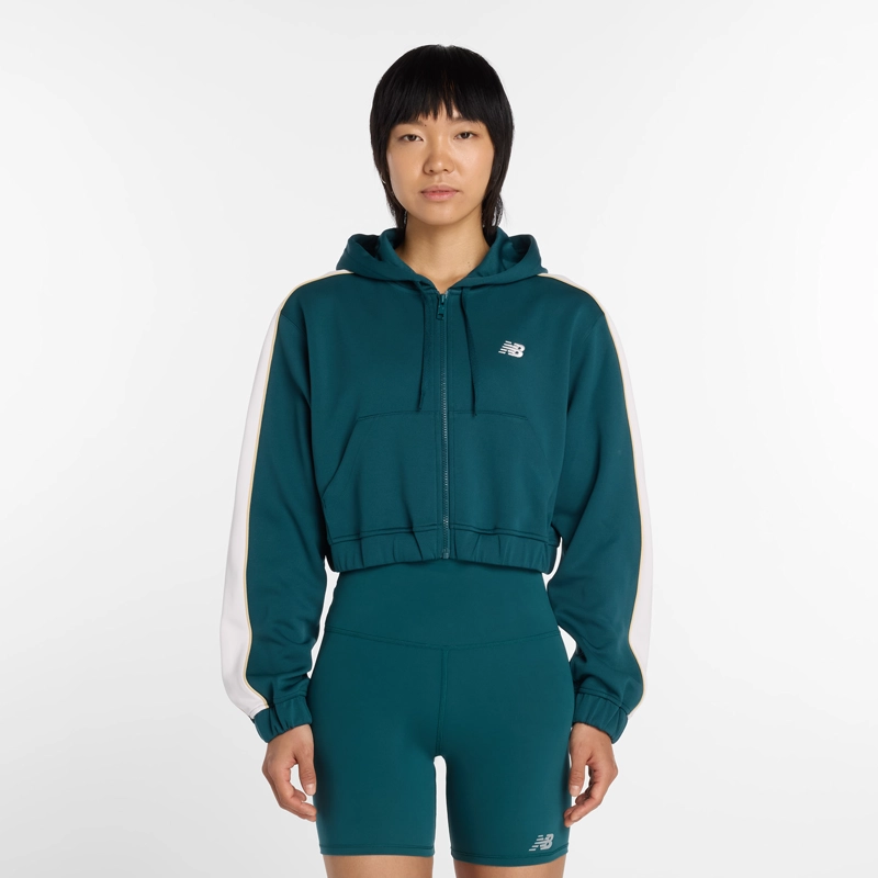 POLERON LIFESTYLE MUJER NEW BALANCE INTERLOCK FULL ZIP VERDE - 2