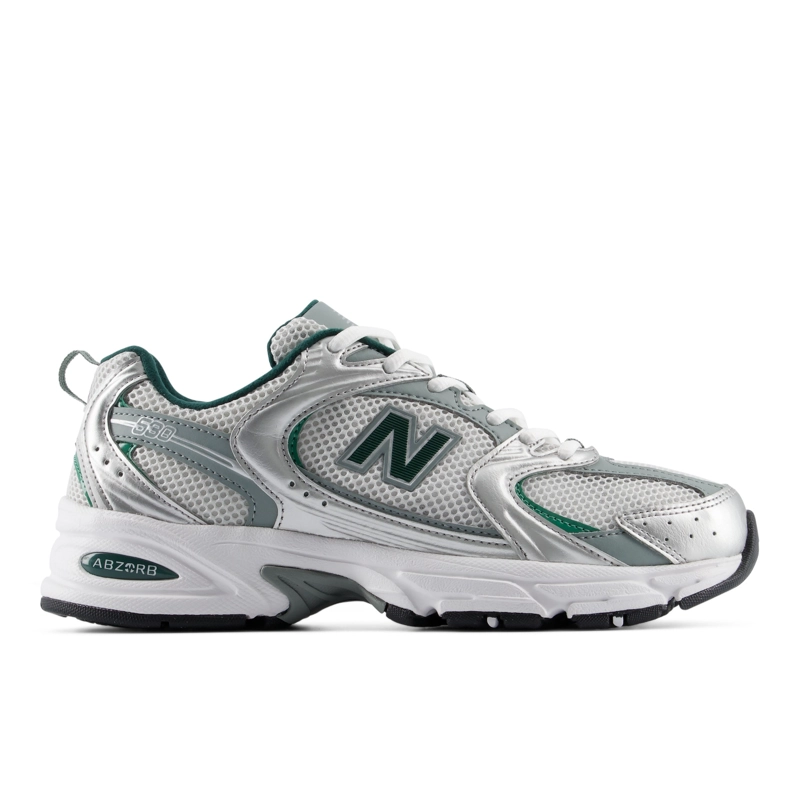 ZAPATILLAS URBANAS UNISEX NEW BALANCE 530 GRIS/VERDES - 1