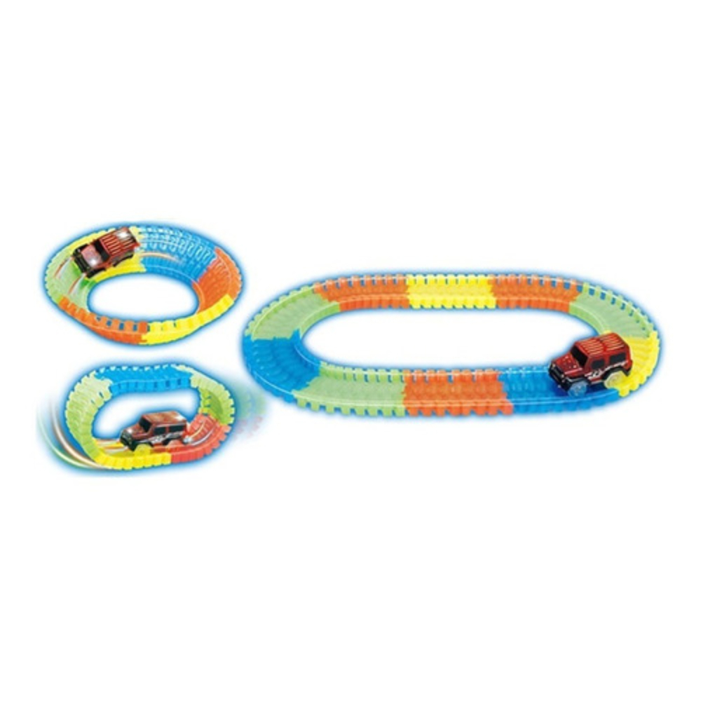 PISTA DE AUTO MÁGICA LUMINOSA ARMABLE 128 PIEZAS - 1