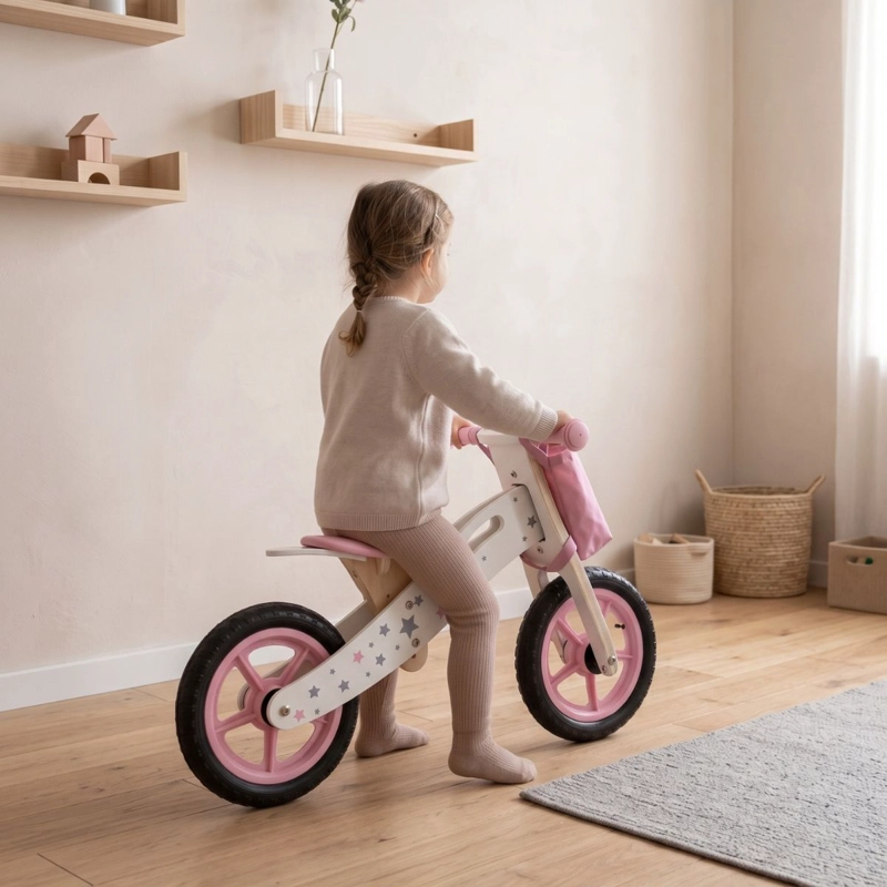 BICICLETA DE APRENDIZAJE EQUILIBRIO MADERA ROSADA - 3