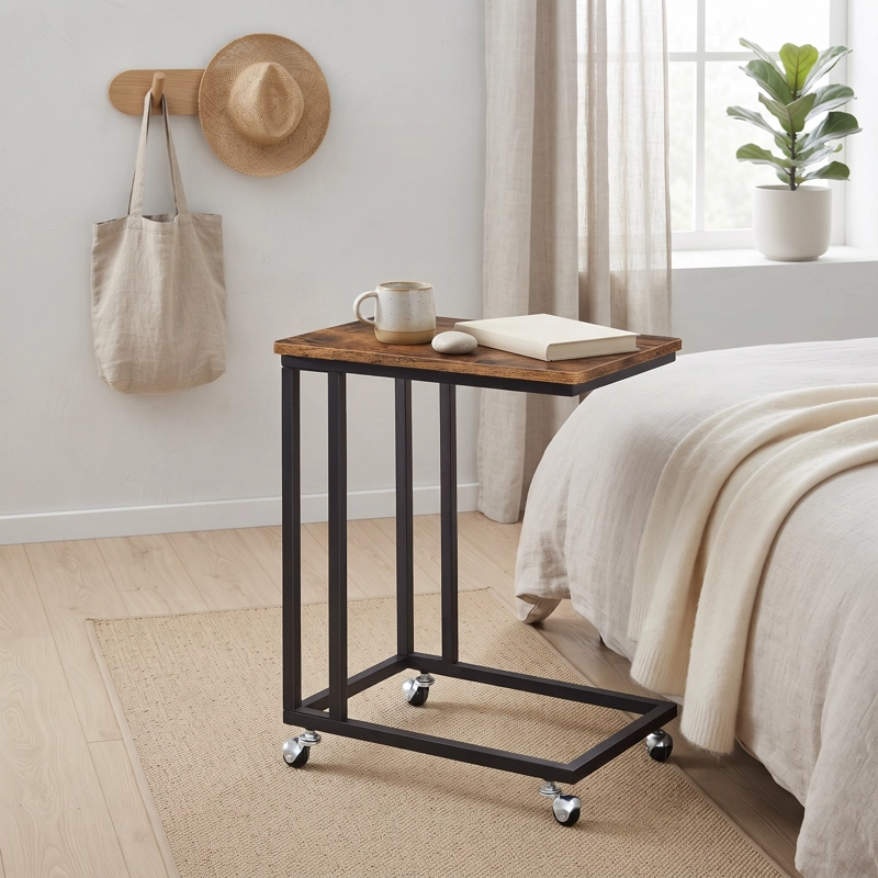 MESA AUXILIAR LATERAL VENDEL CON RUEDAS ESTILO INDUSTRIAL - 4