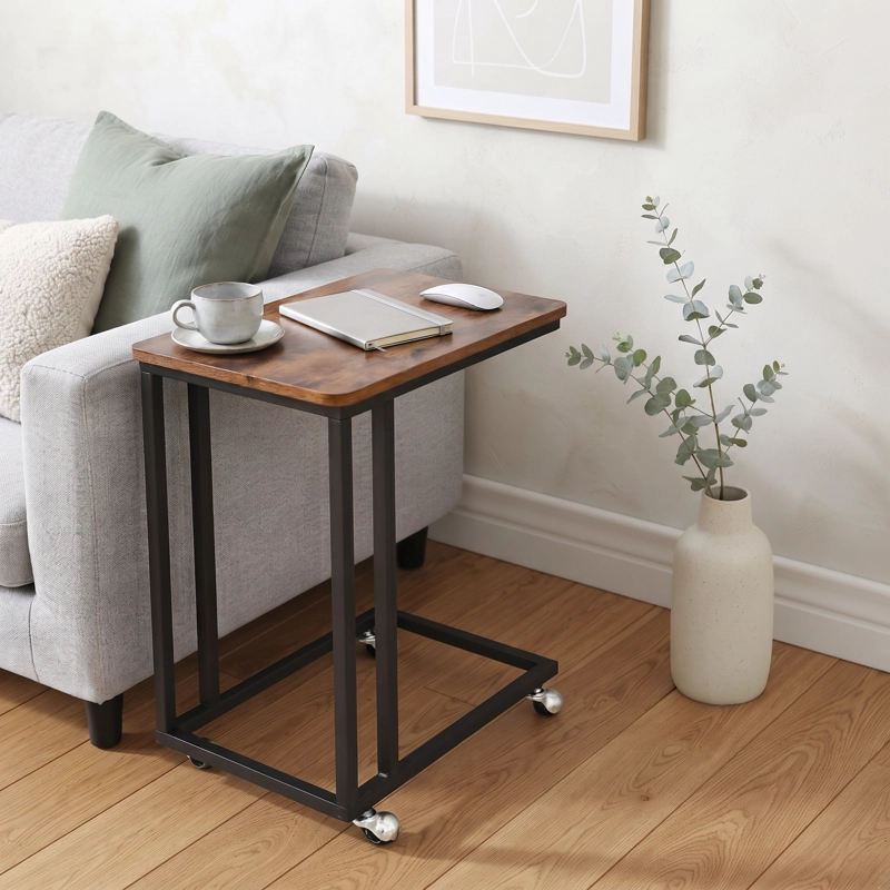 MESA AUXILIAR LATERAL VENDEL CON RUEDAS ESTILO INDUSTRIAL - 6