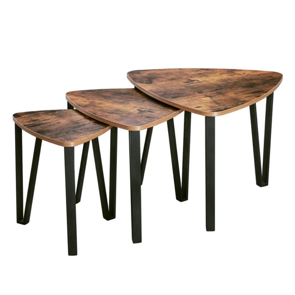 SET 3 MESAS CENTRO SPACEZAT UPSALA ESTILO INDUSTRIAL METAL - 1