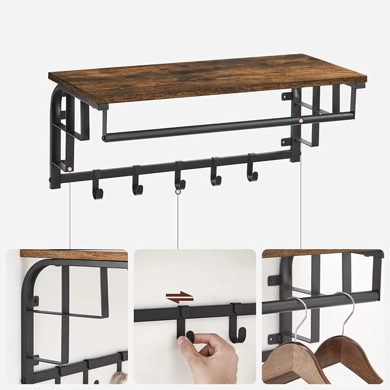REPISA PERCHERO VASTRA ESTANTE DE PARED ESTILO INDUSTRIAL - 3