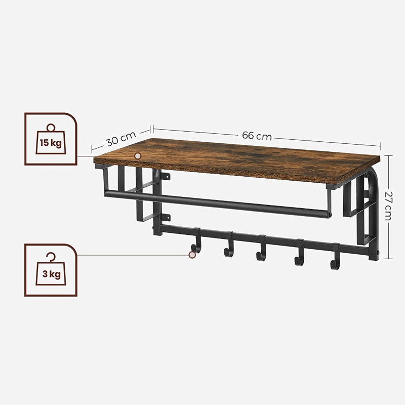 REPISA PERCHERO VASTRA ESTANTE DE PARED ESTILO INDUSTRIAL - 6