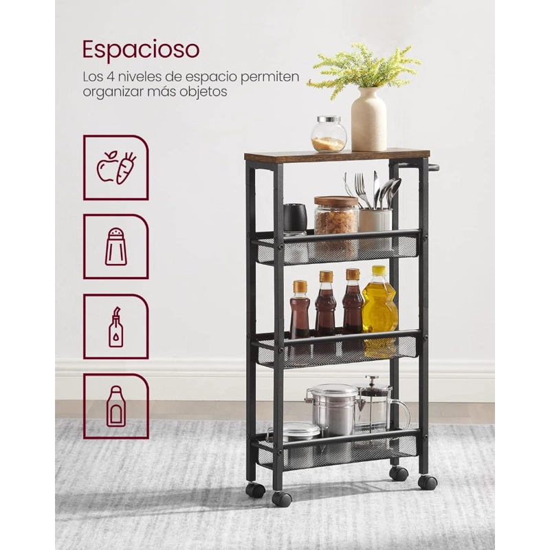 CARRO AUXILIAR SPACEZAT LEIDEN ORGANIZADOR BAR COCINA 4 NIVELES - 5