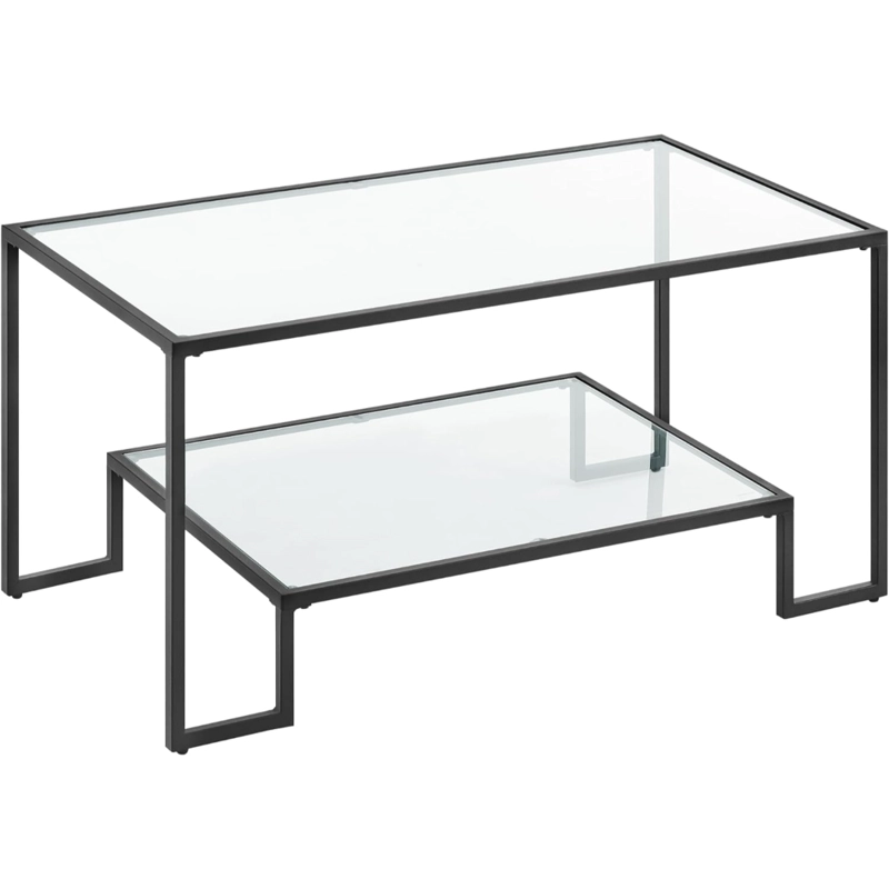 MESA DE CENTRO RECTANGULAR DE VIDRIO Y FIERRO NEGRA LANDALA - 1