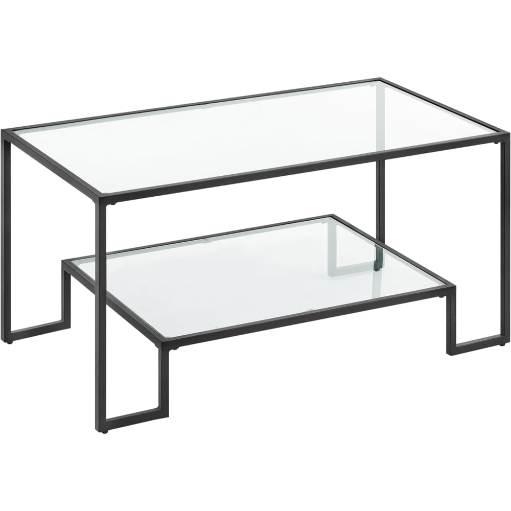 MESA DE CENTRO RECTANGULAR DE VIDRIO Y FIERRO NEGRA LANDALA - 1