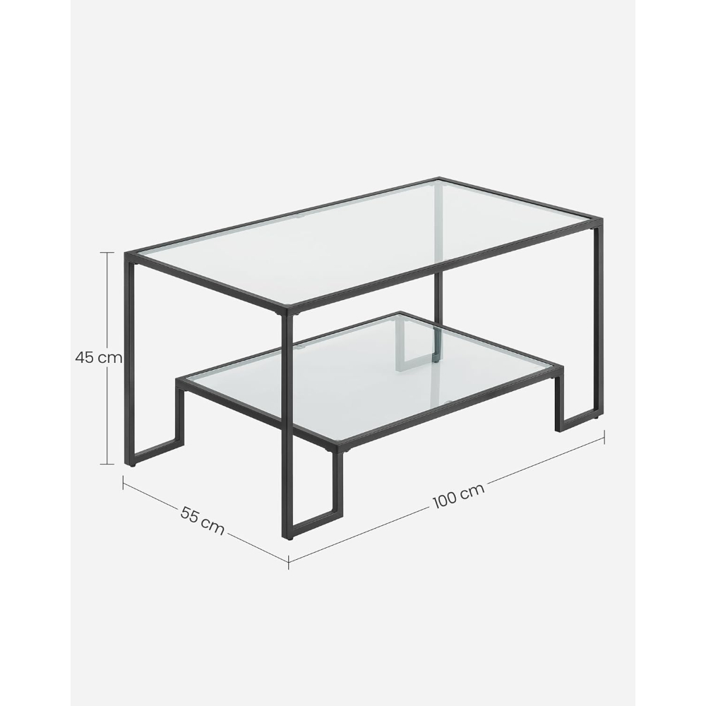 MESA DE CENTRO RECTANGULAR DE VIDRIO Y FIERRO NEGRA LANDALA - 3
