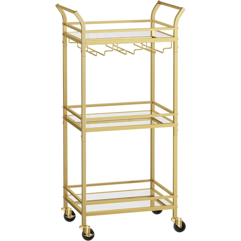 CARRO AUXILIAR ORGANIZADOR BAR COCINA 3 NIVELES DORADO REIKA - 1