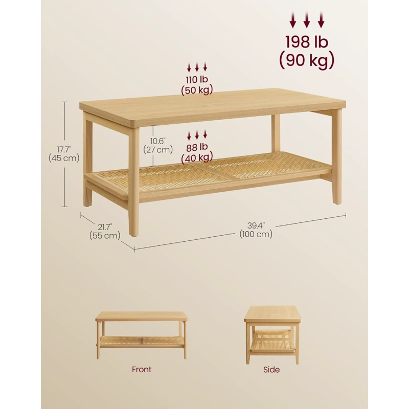 MESA DE CENTRO RECTANGULAR ESTILO RATAN TRENTO - 3