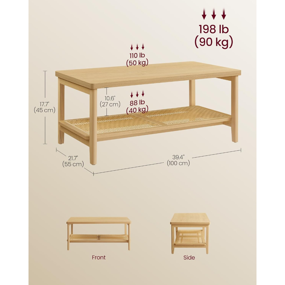 MESA DE CENTRO RECTANGULAR ESTILO RATAN TRENTO - 3