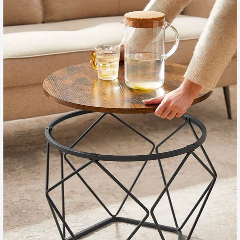 SET 2 MESAS CENTRO SPACEZAT HELSINKI BASE HEXAGONAL ESTILO INDUSTRIAL - 5