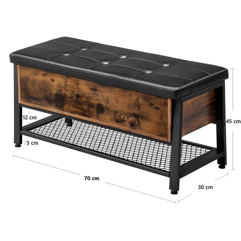 BANQUETA SPACEZAT AVLA ZAPATERO CON BAÚL ECO CUERO - 3