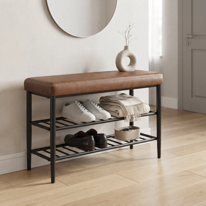 MUEBLE ZAPATERO ECO CUERO CAFE RIETI - 2