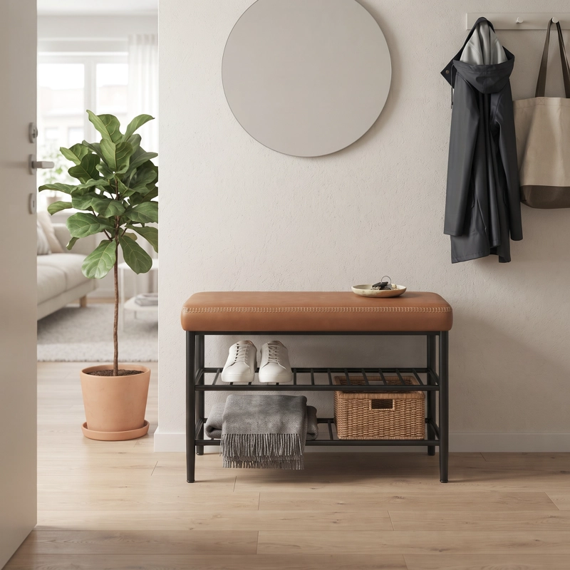 MUEBLE ZAPATERO ECO CUERO CAFE RIETI - 8