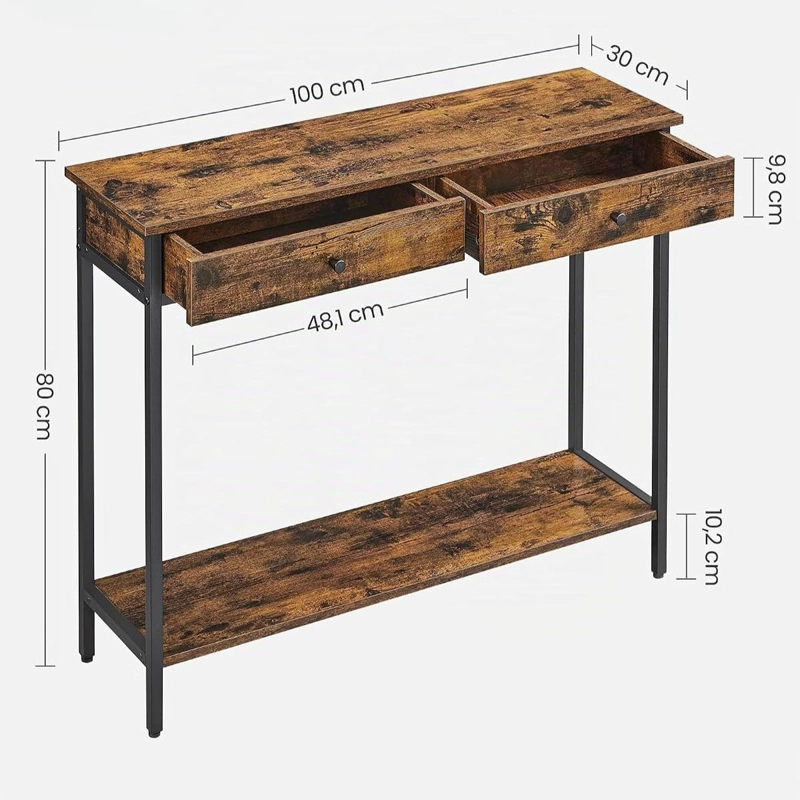 MUEBLE SPACEZAT BRISTOL CAFÉ RECIBIDOR ARRIMO 2 CAJONERA ESTILO INDUSTRIAL - 5