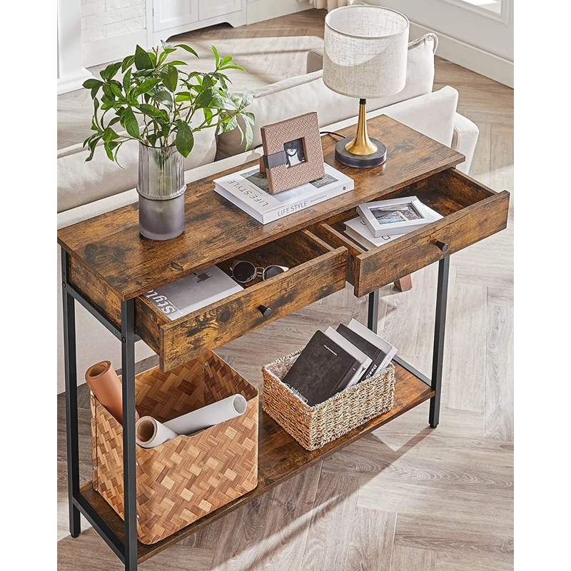 MUEBLE SPACEZAT BRISTOL CAFÉ RECIBIDOR ARRIMO 2 CAJONERA ESTILO INDUSTRIAL - 6