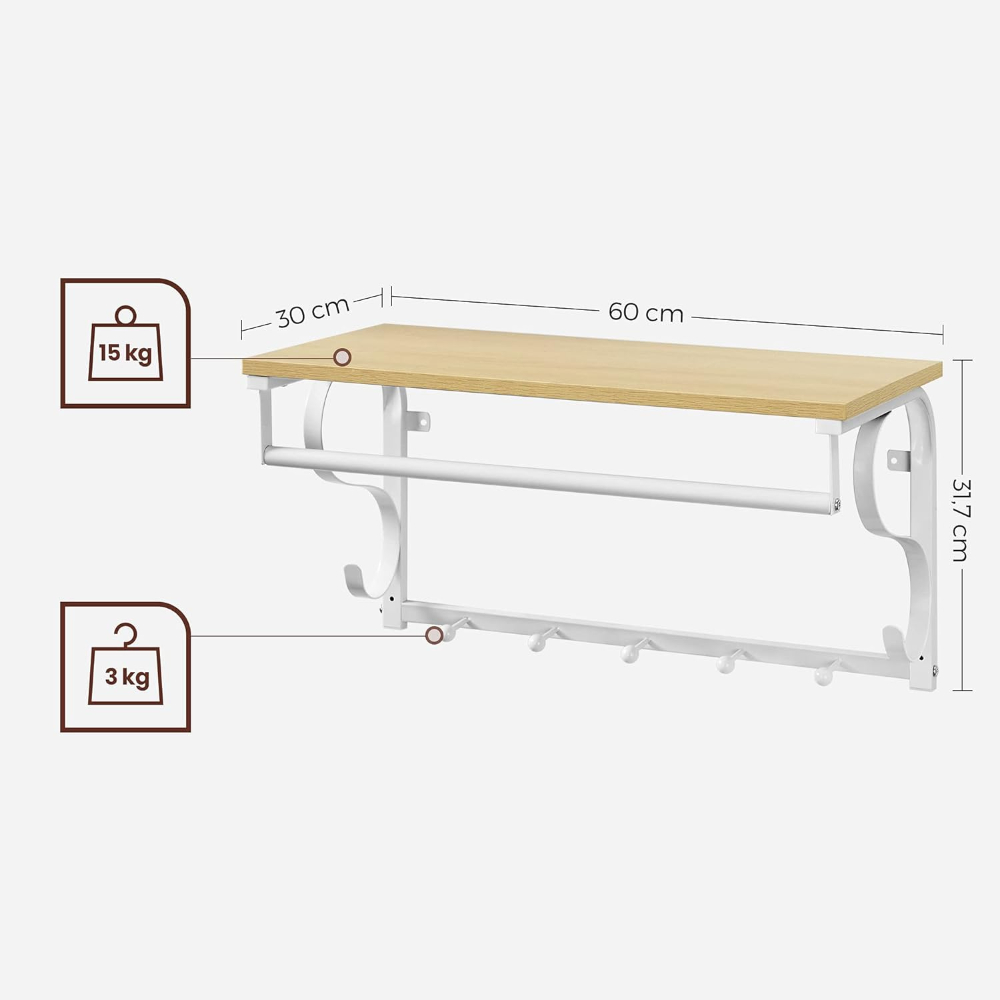 REPISA PERCHERO VASARO ESTANTE DE PARED - 7