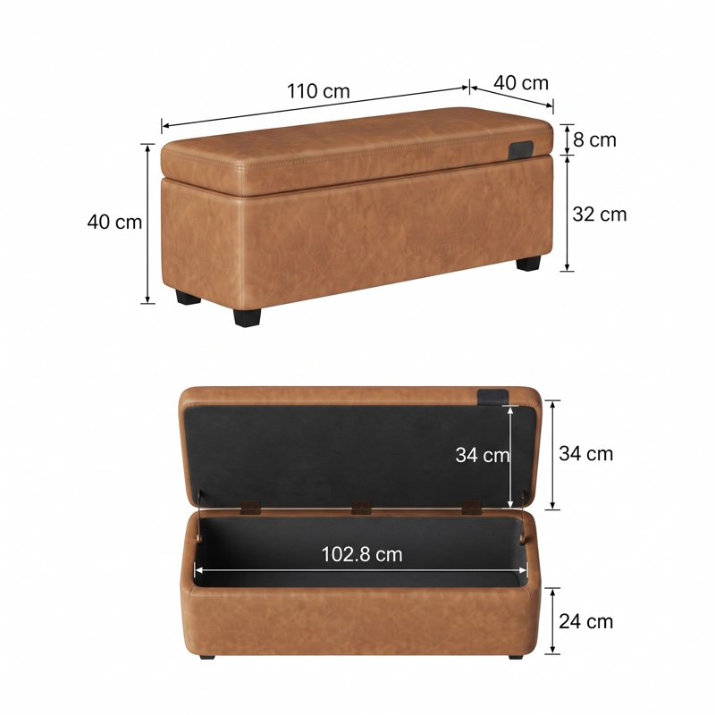 BANQUETA SPACEZAT SABY CAFÉ BAUL PUFF OTOMANA ECOCUERO - 6