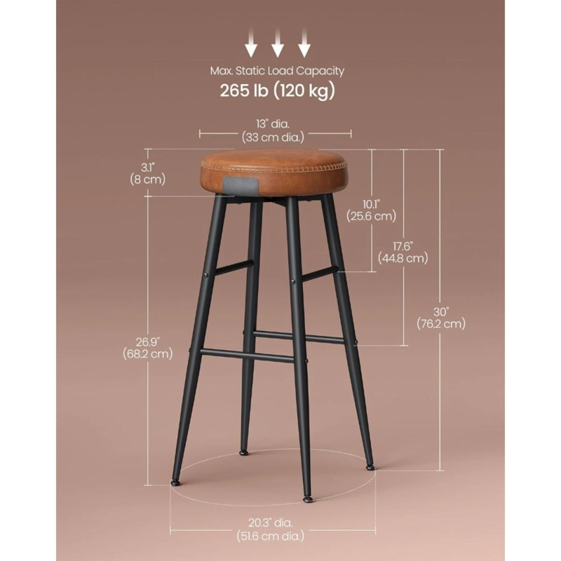 SET SPACEZAT LEJRE CAFÉ 2 TABURETES ECO CUERO - 2