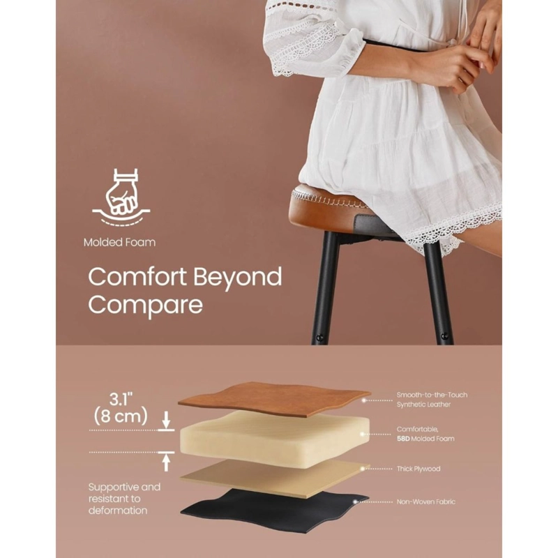 SET SPACEZAT LEJRE CAFÉ 2 TABURETES ECO CUERO - 6