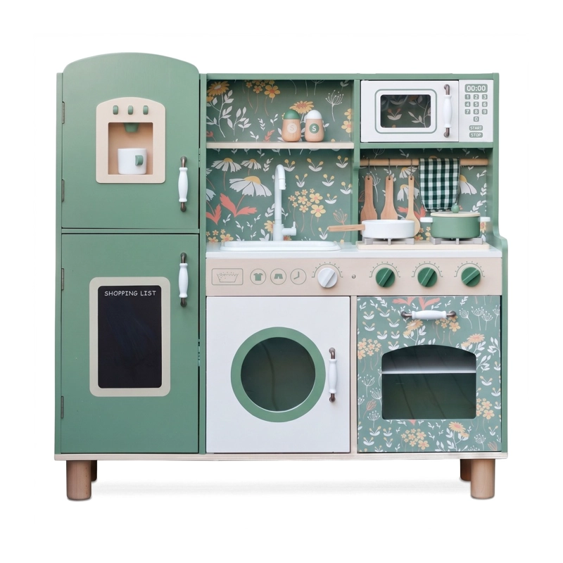 COCINA DE JUGUETE SPACEZAT MADERA VINTAGE DISEÑO CON REFRIGERADOR / ACC - 1