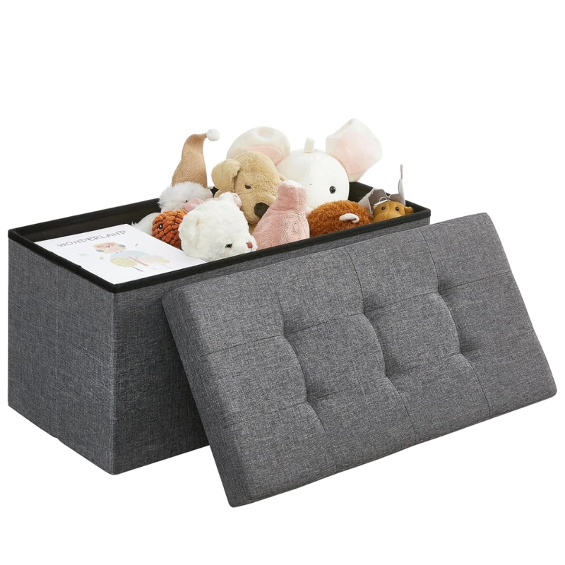 BANQUETA BAUL ALMACENAJE TELA GRIS TRANNA - 6